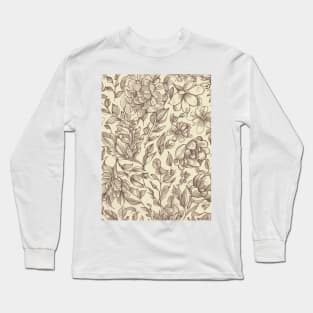 Floral Pattern Hand Drawn Sketch: Whimsical Flower Sketches Long Sleeve T-Shirt